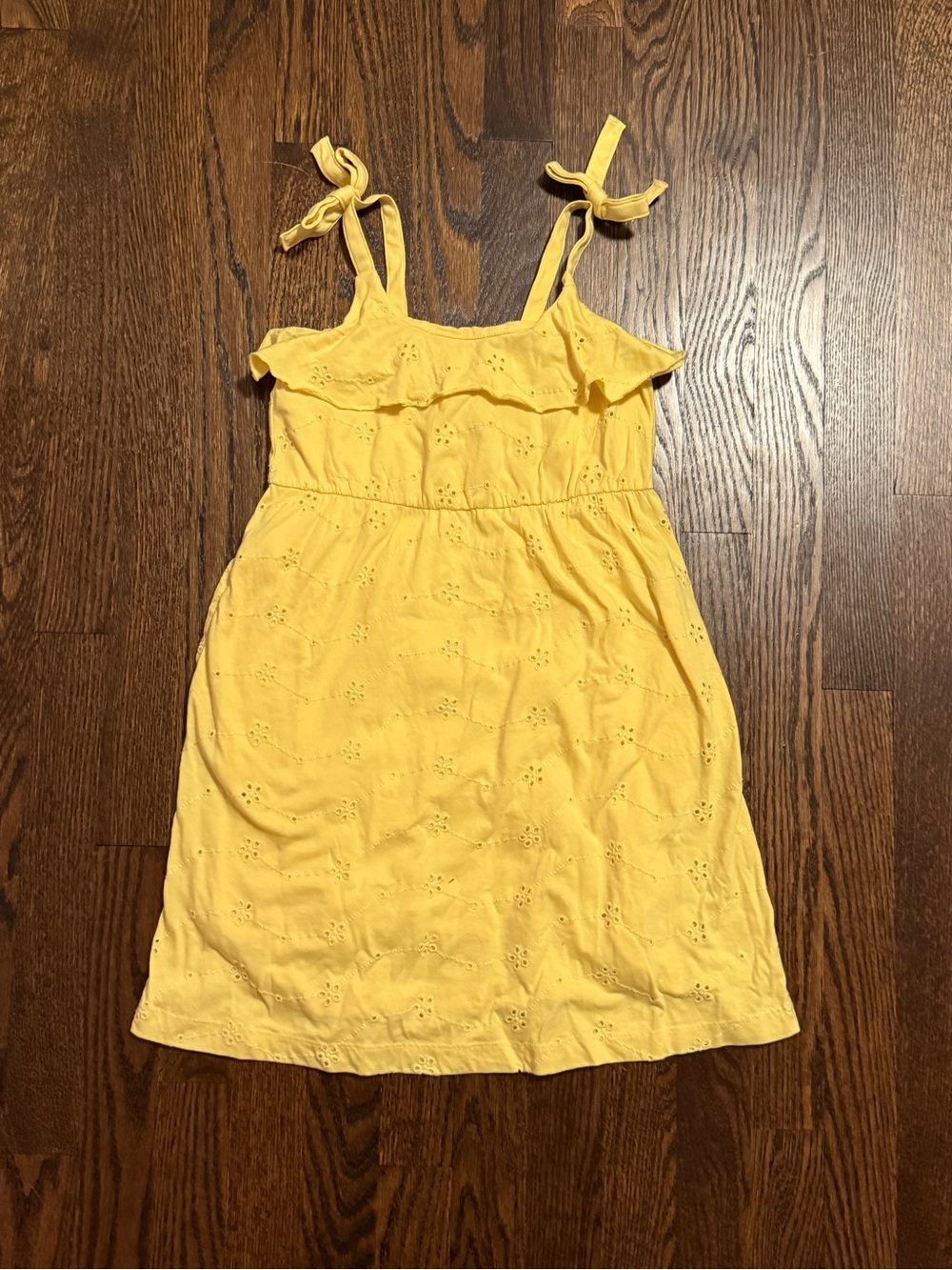 Cat & Jack Bright Yellow Eyelet Tie-Shoulder Sundress
